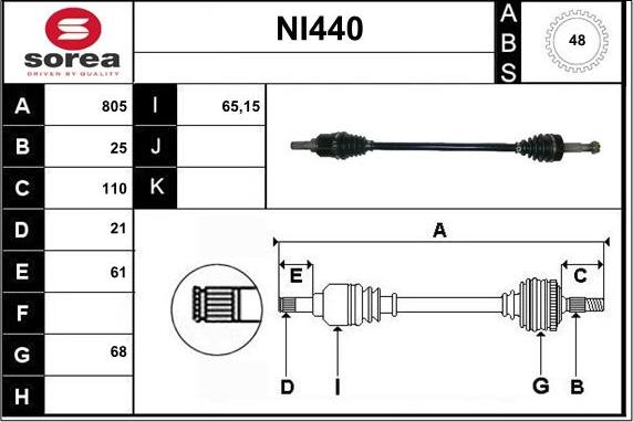 Sera NI440 - Drive Shaft autospares.lv