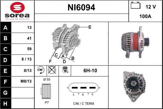 Sera NI6094 - Alternator autospares.lv