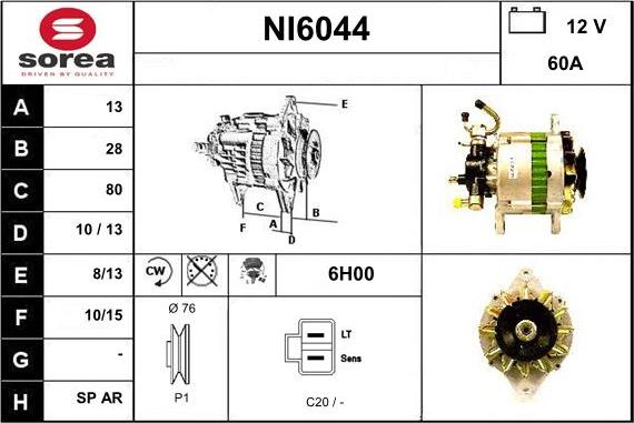 Sera NI6044 - Alternator autospares.lv