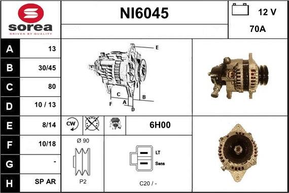 Sera NI6045 - Alternator autospares.lv