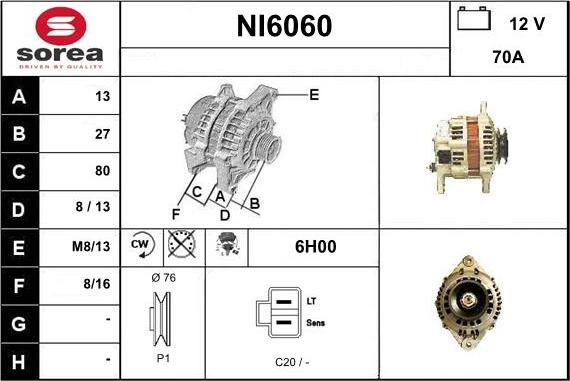 Sera NI6060 - Alternator autospares.lv