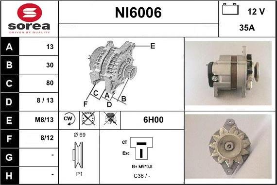 Sera NI6006 - Alternator autospares.lv