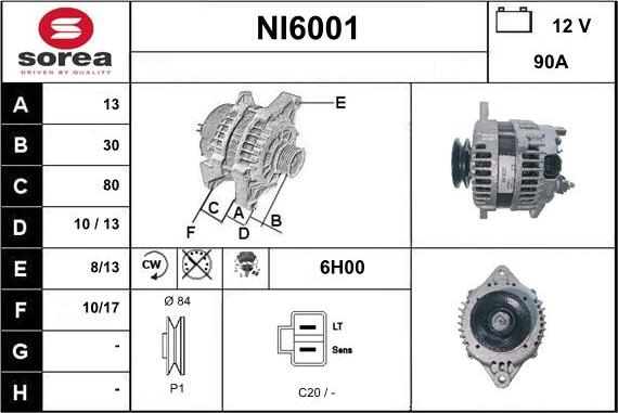 Sera NI6001 - Alternator autospares.lv