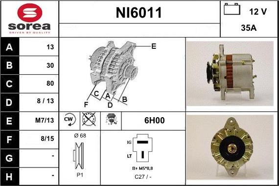 Sera NI6011 - Alternator autospares.lv