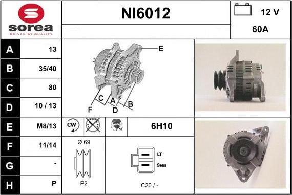 Sera NI6012 - Alternator autospares.lv