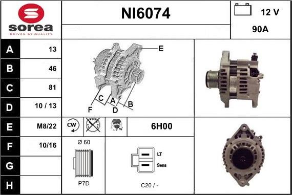 Sera NI6074 - Alternator autospares.lv