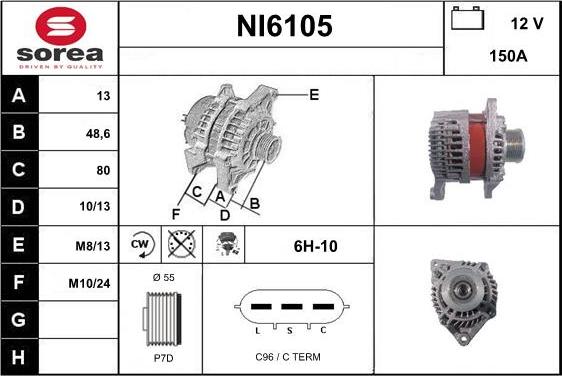 Sera NI6105 - Alternator autospares.lv