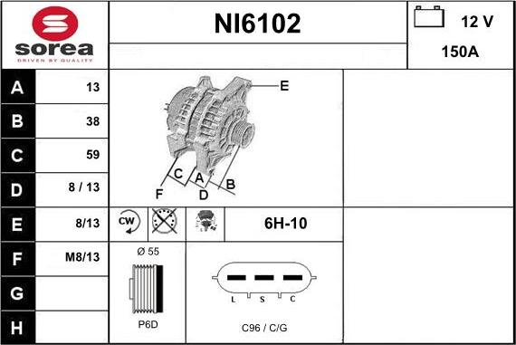 Sera NI6102 - Alternator autospares.lv