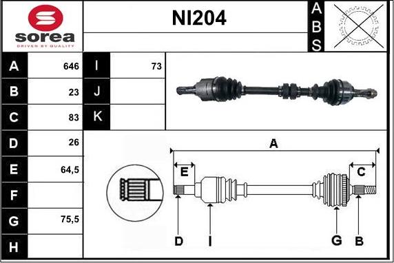 Sera NI204 - Drive Shaft autospares.lv