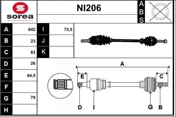 Sera NI206 - Drive Shaft autospares.lv