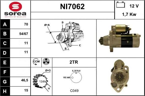 Sera NI7062 - Starter autospares.lv