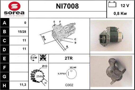 Sera NI7008 - Starter autospares.lv