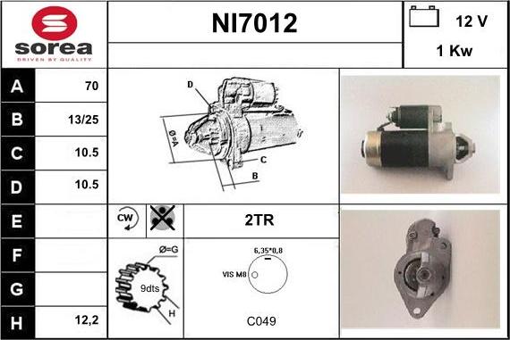 Sera NI7012 - Starter autospares.lv