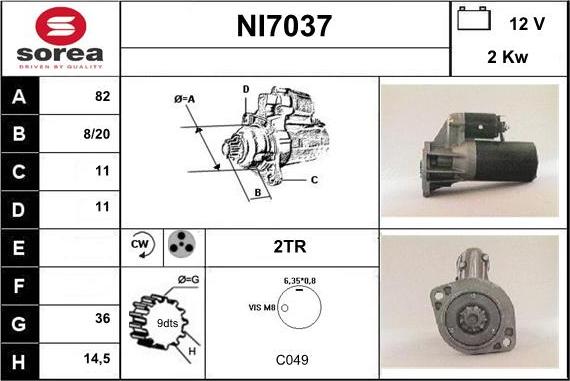 Sera NI7037 - Starter autospares.lv