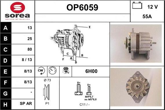 Sera OP6059 - Alternator autospares.lv