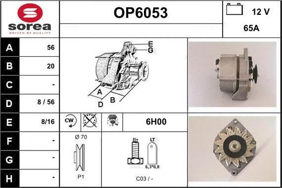 Sera OP6053 - Alternator autospares.lv