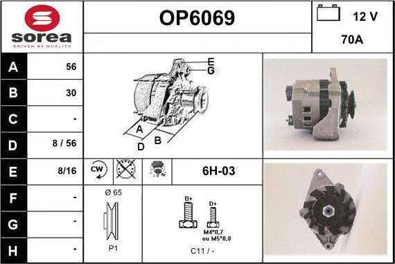 Sera OP6069 - Alternator autospares.lv