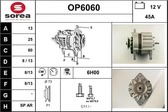 Sera OP6060 - Alternator autospares.lv