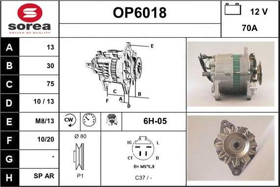 Sera OP6018 - Alternator autospares.lv