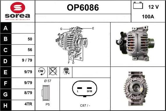 Sera OP6086 - Alternator autospares.lv