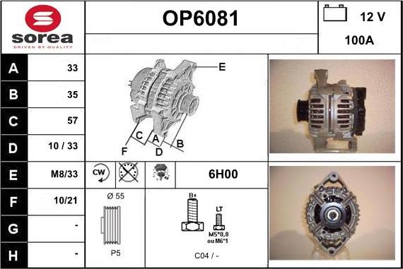 Sera OP6081 - Alternator autospares.lv