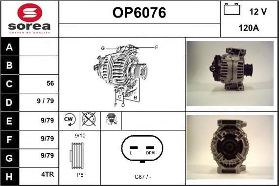 Sera OP6076 - Alternator autospares.lv