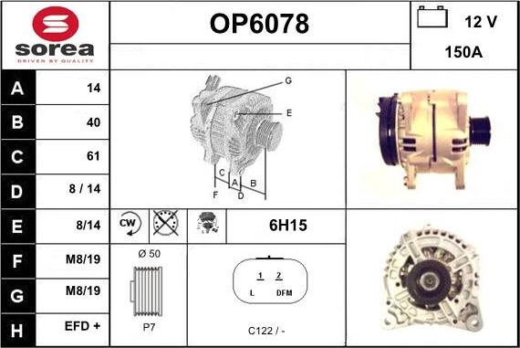 Sera OP6078 - Alternator autospares.lv