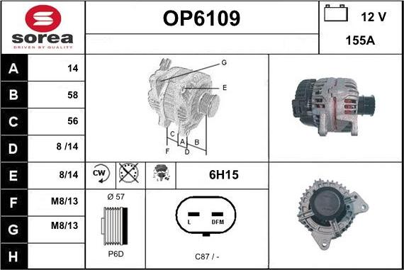 Sera OP6109 - Alternator autospares.lv