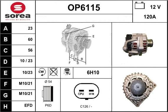 Sera OP6115 - Alternator autospares.lv