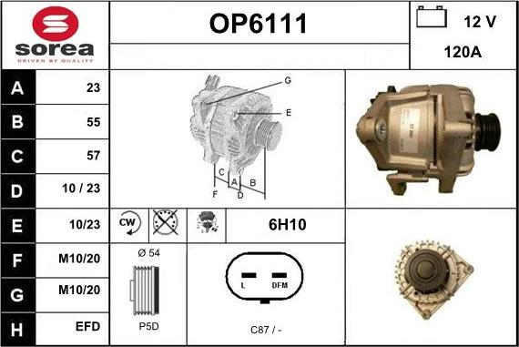 Sera OP6111 - Alternator autospares.lv