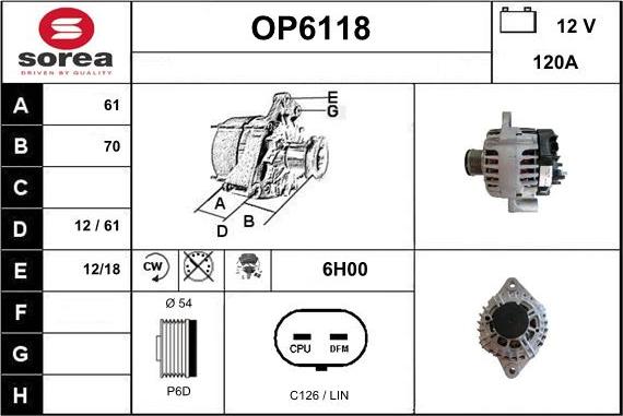 Sera OP6118 - Alternator autospares.lv