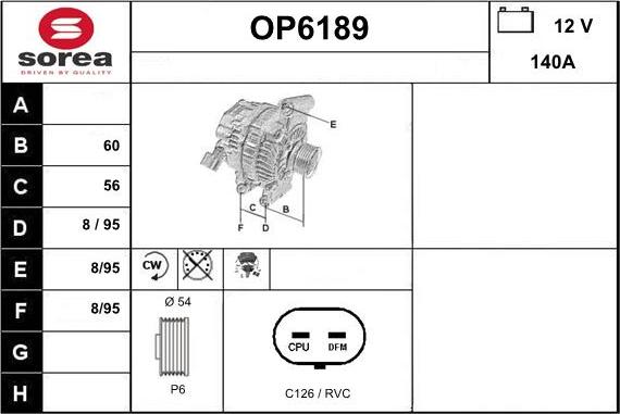 Sera OP6189 - Alternator autospares.lv