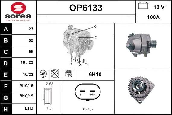 Sera OP6133 - Alternator autospares.lv