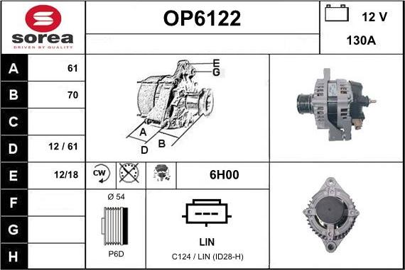 Sera OP6122 - Alternator autospares.lv