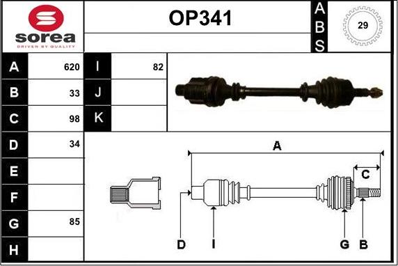 Sera OP341 - Drive Shaft autospares.lv