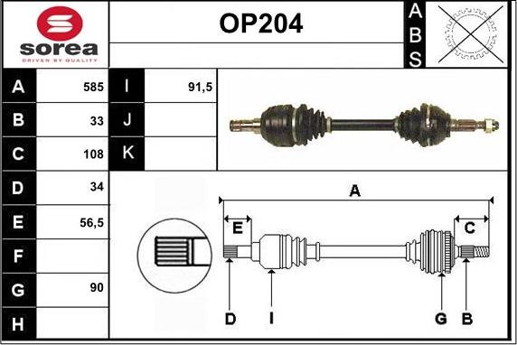 Sera OP204 - Drive Shaft autospares.lv