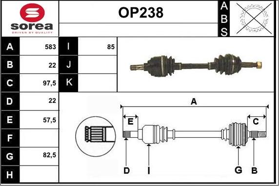 Sera OP238 - Drive Shaft autospares.lv