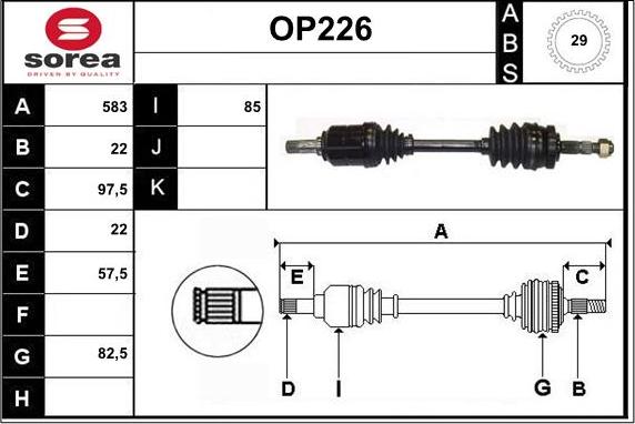 Sera OP226 - Drive Shaft autospares.lv