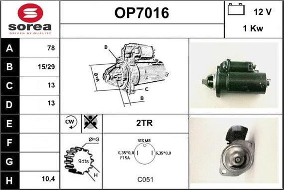 Sera OP7016 - Starter autospares.lv