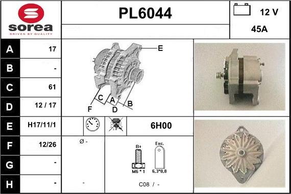 Sera PL6044 - Alternator autospares.lv