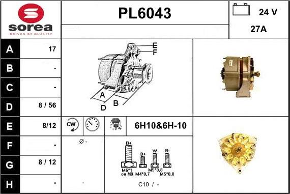 Sera PL6043 - Alternator autospares.lv