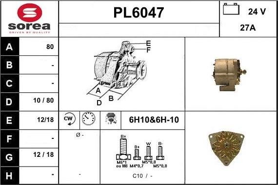 Sera PL6047 - Alternator autospares.lv