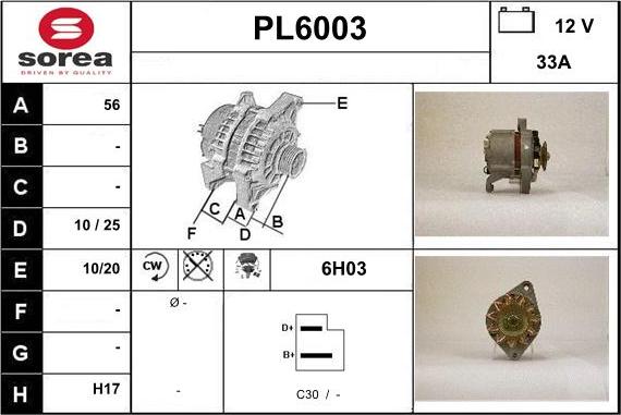 Sera PL6003 - Alternator autospares.lv