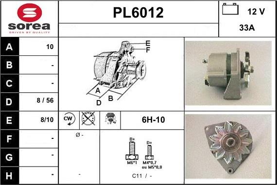 Sera PL6012 - Alternator autospares.lv