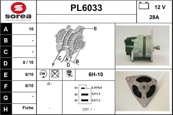 Sera PL6033 - Alternator autospares.lv