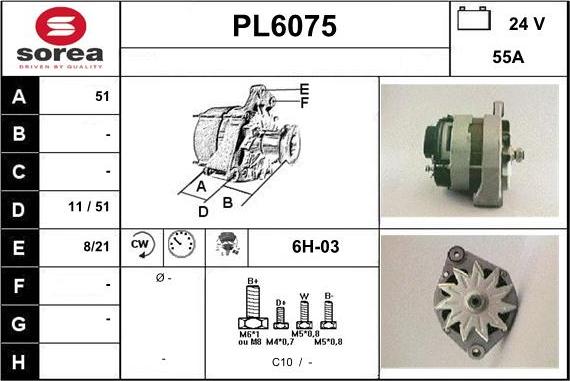 Sera PL6075 - Alternator autospares.lv