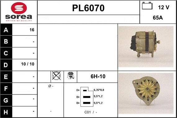 Sera PL6070 - Alternator autospares.lv