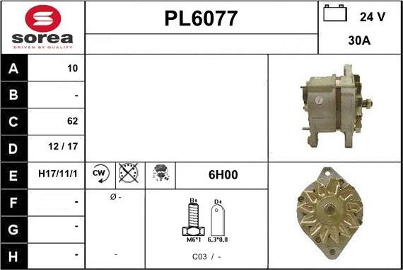 Sera PL6077 - Alternator autospares.lv