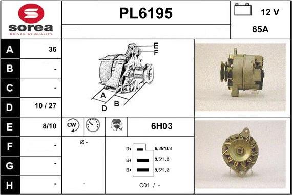 Sera PL6195 - Alternator autospares.lv