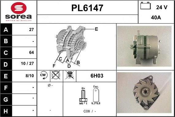 Sera PL6147 - Alternator autospares.lv